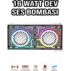 Teknohane Bluetooth Büyük Boy Hoparlör 18 Watt Beyaz Renk LED Işık Özellikli Ses Bombası