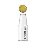 TeknoKapsül 1000 ml Şeffaf Meyve Suyu Şişesi, Meşrubat, Limonata Şişesi Metal Kapaklı 1000 cc Boş Cam Şişe (2,