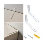 TeknoKapsül 2 Adet Beyaz Çelik Deprem Dolap Sabitleme Aparatı 16X60X140MM - Mobilya Eşya Kitaplık Duvar Sabitleyici L Demir Gönye Köşebent - Option-1