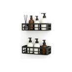 TeknoKapsül 2 Adet Yapışkanlı Banyo Organizer Duş Rafı – Delmeden Montaj, Su Geçirmez Banyo ve Mutfak Duvar Organizeri,suya Dayanıklı Pratik Saklama Rafı 12X27X6.5 cm - Option-1