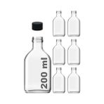 TeknoKapsül 200 cc Kapaklı Cold Şişesi 200 ml Yassı Soğuk Kahve Cam Şişe 6 Adet (Siyah (Plastik)) - 1 - 0 - 249 ml