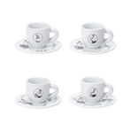 TeknoKapsül - 4'lü Espresso Fincan Seti - Carousel - Siyah Beyaz Karma Renk - Porselen