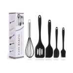 TeknoKapsül 5 Parça Siyah Silikon Spatula Seti | Yanmaz, Yapışmaz Dayanıklı