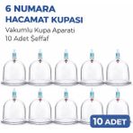 TeknoKapsül 6 Numara Hacamat Kupası 10 Adet Vakumlu Kupa Bardak Dayanıklı Plastik Manuel Hacamat Kabı