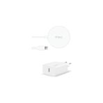 TeknoKapsül Aircharger M+ Magsafe Uyumlu Kablosuz Şarj Aleti ve Pd 20W Seyahat Şarj Aleti Beyaz - Kestane Akaju - Option-1