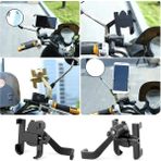 TeknoKapsül Alüminyum Bisiklet Scooter Telefon Tutucu, 360° Dönebilir, Ayarlanabilir, Metal Malzeme, Siyah