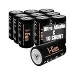 TeknoKapsül Batteries LR14 Alkalin C Boy Pil 1.5V Orta Boy Pil (10, 10'lu Paket)