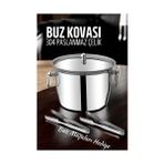 TeknoKapsül Buz Kovası 304 Paslanmaz Çelik Buz Maşası Seti Buz Termosu 721563