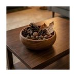 TeknoKapsül Doğal Akasya Ahşap Derin Kase - 22 cm Salata, Meyve Cips Sunum Kasesi - Dekoratif Dayanıklı M