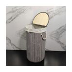 TeknoKapsül El Yapımı Hasır Katlanır Çamaşır Sepeti Yuvarlak 55 Litre (35CM*35CM*61CM), Doğal Malzemeden Üretil - 35 x 35 cm