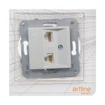 TeknoKapsül / Gümüş Data+Nümeris Cat6+Cat3 Mekanizma+Düğme Kapak - Option-1 - Ahşap