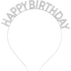 TeknoKapsül Gümüş Kristal Taşlı Happy Birthday Doğum Günü Tacı Ithal Ürün 17X16 cm