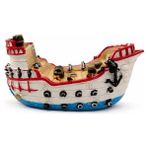 TeknoKapsül Hazine Gemisi Kitap Desteği – El Yapımı Reçine Pirate Treasure Ship Bookend, Ev & Ofis Dekoru