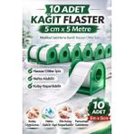 TeknoKapsül Kağıt Flaster 5 cm x 5 M 10 Adet Sabitleme Bandı Hassas Ciltler Için