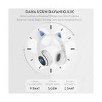 TeknoKapsül Kedi Kulak Rgb LED Işıklı Kablosuz Bluetooth Kulaklık Mikronlu Hafıza Kartı Girişli Kedi Kulaklık (Beyaz) - -- - Option-1