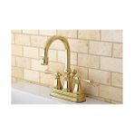 TeknoKapsül KS2612BL Pirinç Pop-Up, Parlak Pirinç ile 4 Inç Lavabo Bataryası