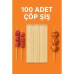 TeknoKapsül Merip Plastik 100 Adet Bambu Çöp Şiş & Yanmaz Bambu Şiş & 30 cm & Airfryer Çöp Şiş - 1BW-Beyaz
