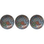 TeknoKapsül Metal Çerezlik Mandala Desen – Renkli Dekoratif Servis Kasesi, Yuvarlak Sunum Tabağı 3'lü Set (A)