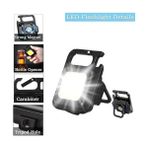 TeknoKapsül Mini LED Cob El Feneri - 30 LED Şarj Edilebilir Anahtarlık, Çok Fonksiyonlu Taşınabilir Cep Lambası, Manyetik Taban Kancalı, Kamp, Onarım, Acil Durum ve Garaj Için Küçük Işık - 0,5