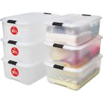 TeknoKapsül Ohyama Kapaklı Plastik Saklama Kutuları, 30L, 6'lı Set, Şeffaf