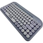 TeknoKapsül Saywin Bluetooth Klavye Renkli Retro Kablosuz Klavye Daktilo Görünümlü Tuş Tasarımı Şık ve Kullanışlı Telefon Koyma Gözü Pilli Türkçe Q Klavye Sw-05 (Mor) - Option-1 - 001-Renkli