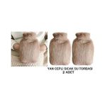 TeknoKapsül Sicak Su Torbasi 2 Adet,yan Cepli Bej Peluş Termofor 27X17X2CM 750ML
