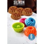 TeknoKapsül Silikon Göbekli Muffin Cupcake Kalıbı - Sürekli Kullanım Muffin Kek Kalıbı 6 Adet