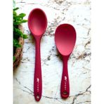 TeknoKapsül Silikon Kaşık Seti, 28 cm Uzun + 22 cm Kısa Kaşık, Dayanıklı, Fuşya, 2 Adet