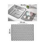 TeknoKapsül Silikon Kaydırmaz Lavabo Paspası, Gri, 33X28 Cm, Delikli Tasarım, Mutfak Banyo Için Su Geçiren T