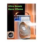 TeknoKapsül Soğutmalı Vantilatör - Siyah - 7 Renk LED Işıklı Mini Hava Soğutucu, Buharlı Nemlendirici, Parfüm Hazneli, Zaman Ayarlı, Taşınabilir USB Fan (Ev & Ofis Için) - Option-1