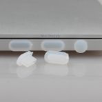 TeknoKapsül Usb-C ve 3.5 mm Toz Tıkacı Seti – Telefon Tablet Laptop Port Koruyucu, 4× Type-C + 1× Kulaklık, Toz Su Oksit Önleyici Silikon Kapak Şeffaf - 1BW-Beyaz