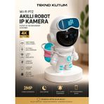 teknokutum Akıllı Robot Ip Kamera 4K Ultra Hd 2mp 360° Dönen Gece Görüşlü Smart Wifi Ev Çocuk Güvenlik Kamerası - Beyaz