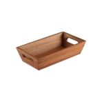 Teknollojia Akasya Ağacından Ekmek Sepeti - Doğal Ahşap Ekmeklik, Şık Ekmek Sunumluk (23X13X7CM) - Kahvaltı ve Sofralar Için Servis Sepeti - Kestane Akaju - Option-1