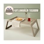 Teknollojia Katlanabilir Yatak Üstü Laptop Sehpası ve Kahvaltı Masası - Tablet ve Telefon Standlı Çok Amaçlı Portatif Çalışma Sehpası (56X36X26 Cm) (Toprak) - 1 GB