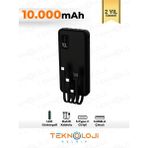 Teknoloji Gelsin 10.000 mAh Taşınabilir Pilli Şarj Cihazı Dijital LED Gösterge ile 4 Çıkışlı Hızlı Şarj - Siyah