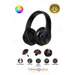 Teknoloji Gelsin Bluetooth Kulaklık Kablosuz Kulaküstü Işıklı Katlanabilir Mikrofonlu Fm-aux-sd Siyah