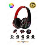 Teknoloji Gelsin Kablosuz Kulaklık Bluetooth Mikrofonlu Kulaküstü Kulaklık Led Işıklı Katlanabilir SİYAH-KIRMIZI
