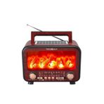 Teknoloji Gelsin Nostaljik Şömine Tasarımlı Bluetooth Radyo, Ahşap, Güneş Enerjili, USB SD MP3 Çalar Özellikli Müzik Kutusu