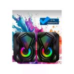 Teknolojimburada 003 Bilgisayar Hoparlörü Işıklı Rgb Led 3.5Mm Jack Usb Speaker 1+1 Oyuncu Ses Sistemi