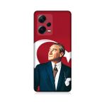 Teknomeg Xiaomi Redmi Note 12 Pro Plus Uyumlu Mustafa Kemal Atatürk ve Bayrak Desenli Silikon Kılıf - Renkli