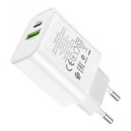 Teknomila Hızlı Şarj Adaptör 20W Pd 3.0 Quick Charge Type C +Usb A - Beyaz