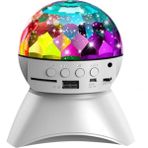 Teknomila Hoparlör Dönen Işıklı Disco Sahne Ensiga Disko Topu Bluetooth USB LED Işıklı Mp3 - Beyaz