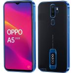 Teknomoda Oppo A5 2020 Kılıf Logo Yeri Açık Kamera Lens Korumalı Renkli Kenarlı Şeffaf Silikon - Mavi