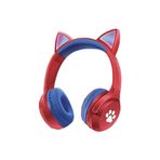 TEKNOMODA Pati Led Işıklı Kedi Kulaklı Kulak Üstü Kablosuz Bluetooth Kulaklık Hafız Kartlı Katlanabilir Evo-58 ile uyumlu