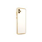 TEKNOMODA Samsung Galaxy A04 Kılıf Kenarları Gold Kamera Korumalı Renkli Pastel Silikon Beyaz ile uyumlu