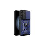 TEKNOMODA Samsung Galaxy A35 Kılıf Yüzüklü Standli Sürgülü Kamera Korumalı Tank Sert Silikon Kapak ile uyumlu
