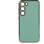 Teknomoda Samsung Galaxy S23 Plus Kılıf Kenarları Gold Kamera Korumalı Renkli Pastel Silikon Açık Yeşil Bark