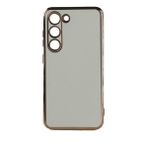 Teknomoda Samsung Galaxy S23 Plus Kılıf Kenarları Gold Kamera Korumalı Renkli Pastel Silikon Beyaz Bark