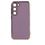 Teknomoda Samsung Galaxy S23 Plus Kılıf Kenarları Gold Kamera Korumalı Renkli Pastel Silikon Lila Bark