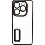 Teknomoda Tecno Spark 20 Pro Kılıf Logo Yeri Açık Kamera Lens Korumalı Renkli Kenarlı Şeffaf Silikon - Siyah